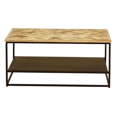 Table basse teck recyclé 90cm noir ZAGO