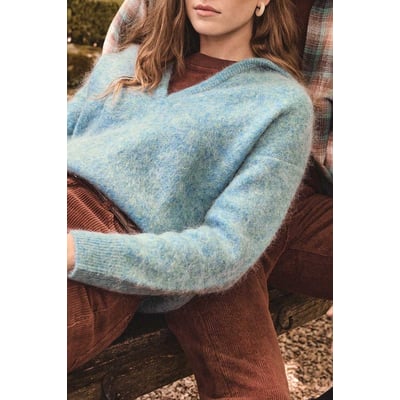 Pull col V unisexe en mohair et laine FLANEUR Maison 123