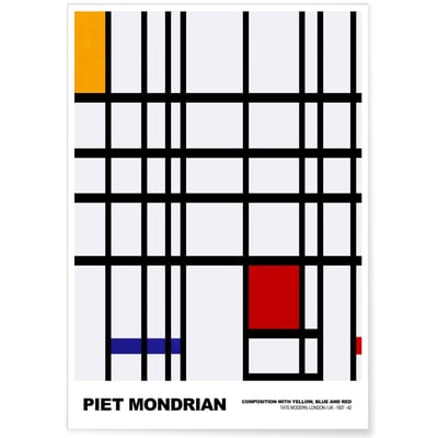 Affiche Piet Mondrian Composition with yellow, blue and red L'AFFICHERIE