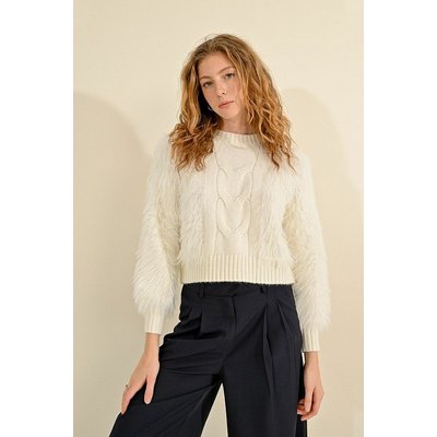 Trui in kabeltricot en getextureerde mouwen MOLLY BRACKEN