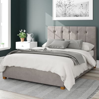 Hepburn Plush Velvet Storage Ottoman Bed with Vertical Buttoned Upholstered Headboard ASPIRE