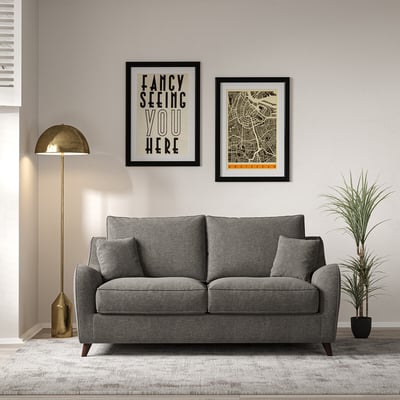 Amelia Soft Brushed 2 Seater Sofa with Dark Wood Legs ÉDITÉ