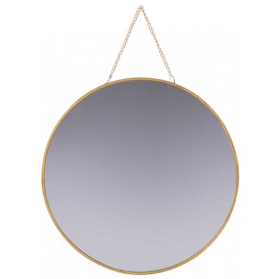 Miroir Suspendu avec Chaînette Rond en Métal Doré - Diamètre 30cm WADIGA