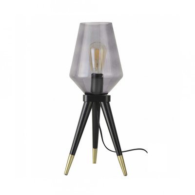 Lampe à poser trépied en bois d'hévéa, verre et métal, TRIBLUE C-CREATION