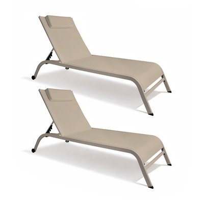 Lot de 2 chaises longues en acier et textilène, NAPOLI NOW'S HOME
