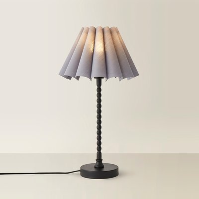 Matte Black Bobble Table Lamp with Scallop Pleated Shade SO'HOME