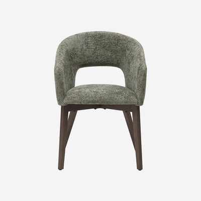Lot de 2 chaises en tissu chenille et noyer avec accoudoirs RUSTI HABITAT