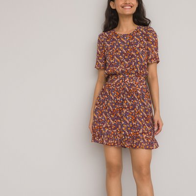 Robe évasée col rond, avec ceinture LA REDOUTE COLLECTIONS