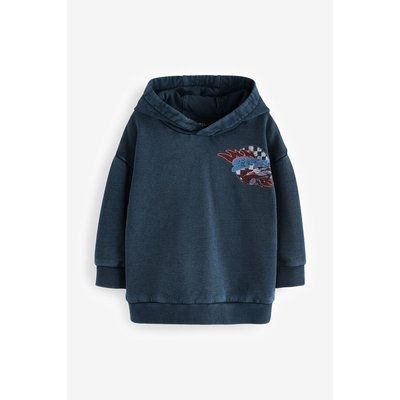 Sweat à capuche délavé motif sport automobile NEXT