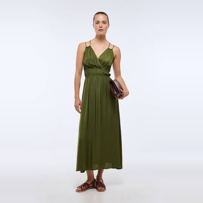 Robe midi satinée élastiquée taille MONOPRIX