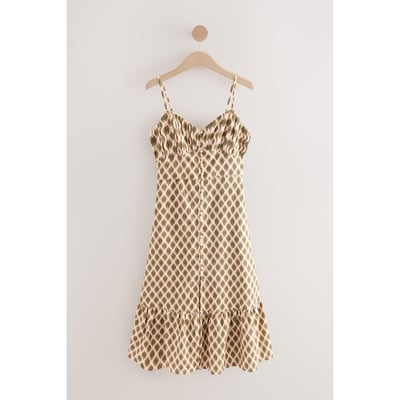 Robe mi-longue boutonnée avec lin NEXT