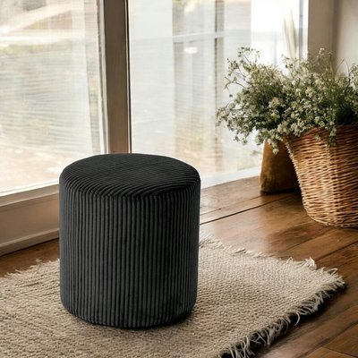 Pouf rond velours côtelé noir (lot de 2) MALMOE PIER IMPORT