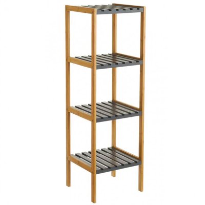 Étagère salle de bain bambou gris 4 étages - 34x33x110cm WADIGA