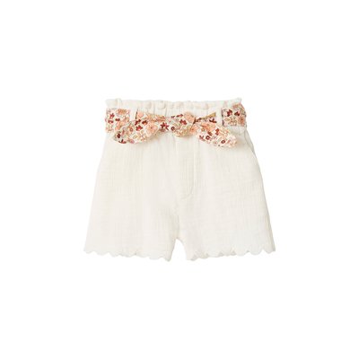 Short en gaze de coton avec ceinture fleurie VERTBAUDET