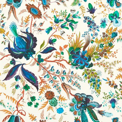 Wonderland Floral Lapis Emerald Carnelian Wallpaper HARLEQUIN X SOPHIE ROBINSON