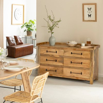 Commode en bois de manguier 6 tiroirs  DOLLY MADE IN MEUBLES 