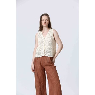 Buttoned Lace Tank Top SEE U SOON