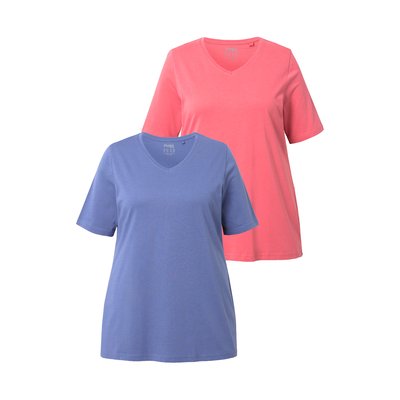T-shirts en coton bio. Col en V et manches ULLA POPKEN