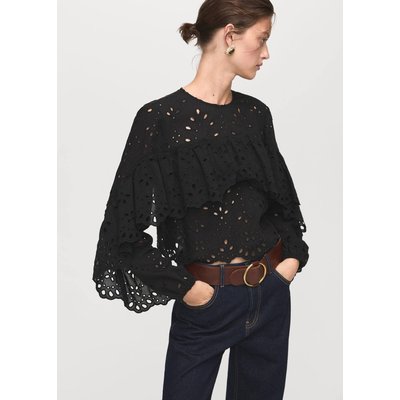 Blouse broderies ajourées volants MANGO