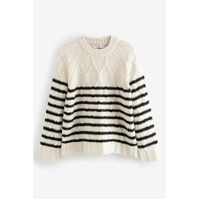 Pull ras du cou en maille torsadée avec laine NEXT