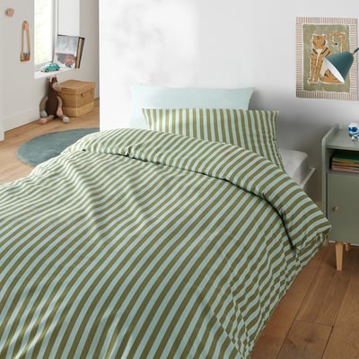 Child's Sacha Green 50% Recycled Cotton Duvet Cover Set with Rectangular Pillowcase LA REDOUTE INTERIEURS