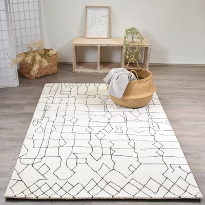 Tapis salon et chambre fait main en laine motif faux uni BERLI UN AMOUR DE TAPIS