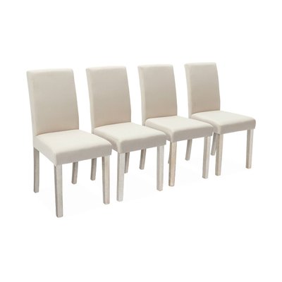 Chaise bois d'hévéa cérusé et tissu (lot de 4) RITA SWEEEK