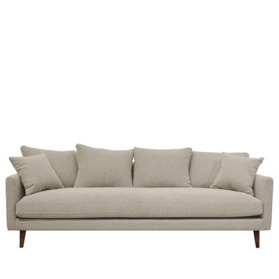 Canapé convertible 4 places en tissu pieds bois foncé - VILLABON DRAWER