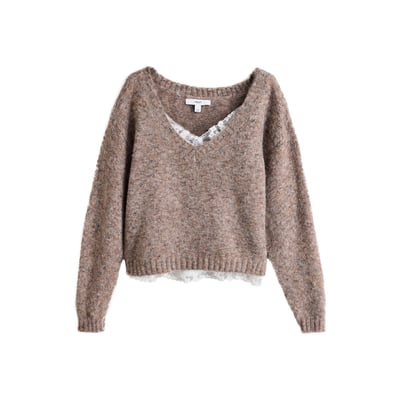 Pull avec débardeur en dentelle superposé NEXT