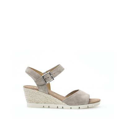 Sandales en cuir velours à talon compensé GABOR