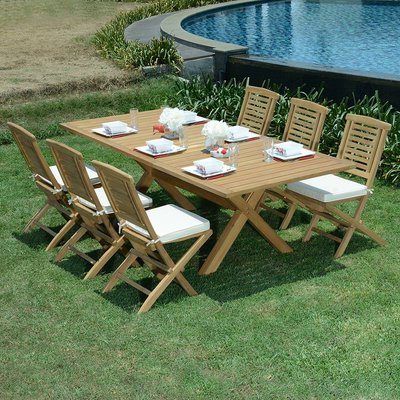 Salon de jardin teck massif Manabo, 6 chaises TECK ATTITUDE