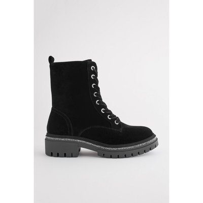 Bottes à lacets avec strass coupe classique NEXT