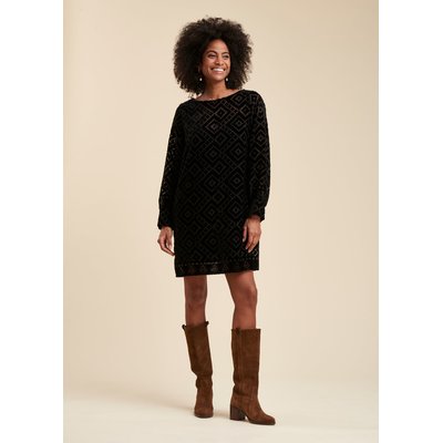 Robe courte coupe droite en velours dévoré LA FEE MARABOUTEE
