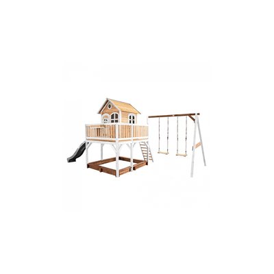 AXI Classic Liam Maisonnette avec Balancoire Double Marron Blanc Toboggan Gris AXI HOUSE