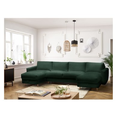 Canapé panoramique convertible 7 places en tissu bouclette, COCOONE BOBOCHIC