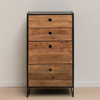 Commode 4 tiroirs en pin recyclé et fer Utah Chehoma CHEHOMA