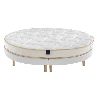 Matelas rond mousse HR35, sommier, pieds SOMEO