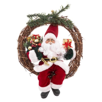 Couronne père noël 30 cm velours FEERIC LIGHTS & CHRISTMAS