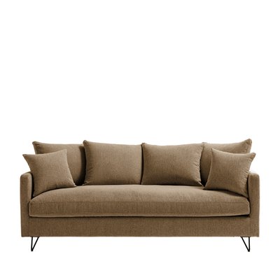 Canapé convertible 3 places en tissu pieds épingles noirs - VILLABON DRAWER