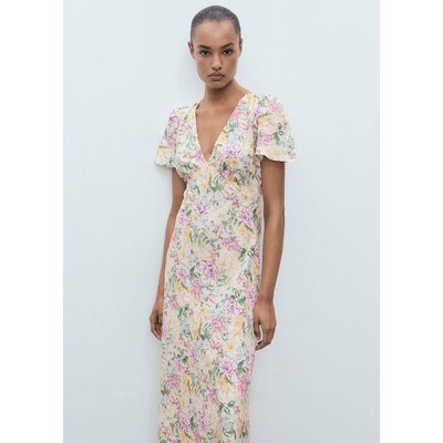 Robe en lin à fleurs MANGO