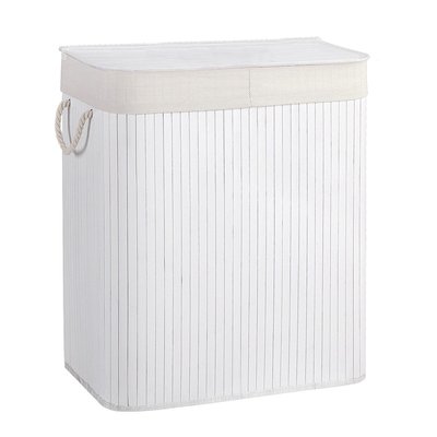 Panier à linge 2 compartiments gris clair avec couvercle - H61,5 cm CALICOSY