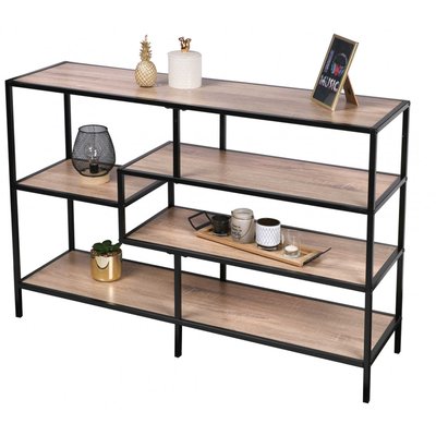 Console d'Entrée en Bois et Métal Noir 5 Plateaux WADIGA