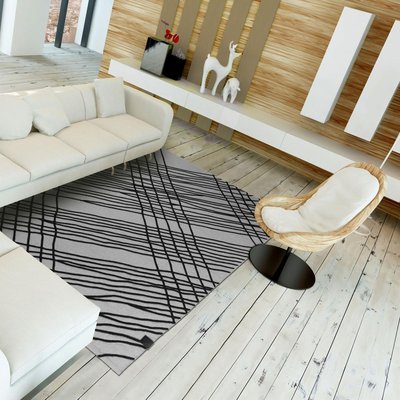 Tapis salon et chambre tissé en coton motif géométrique TUBE UN AMOUR DE TAPIS