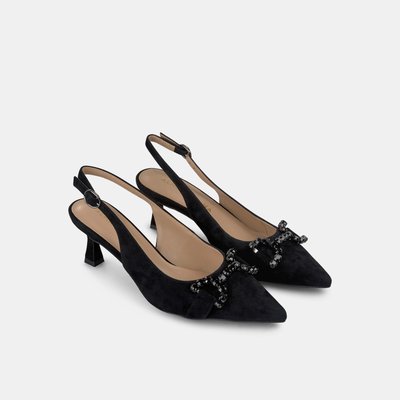 Chaussures à talons ouvertes à l'arrière, avec décoration de strass sur le bout ALMA EN PENA
