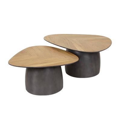 Tables basses gigognes en acier et bois - MYST MATHI DESIGN