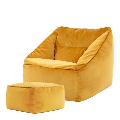 Pouf fauteuil et son repose-pied velours carré - NATALIA ICON