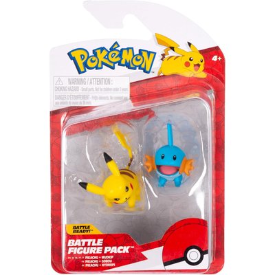 Pokémon - Lot de 2 figurines de combat Pikachu et Hydropi JAZWARES