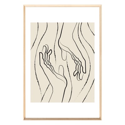 Tableau Mural Encadré Mains Line Art ABSTRAIT CEANOTHE