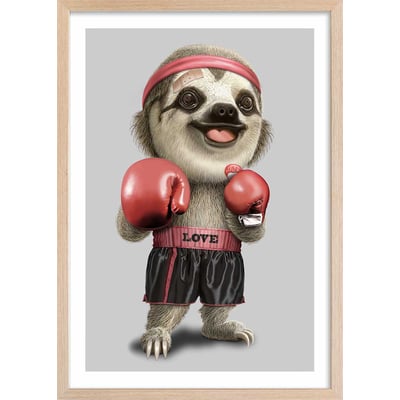 Affiche enfant le paresseux boxeur HEXOA