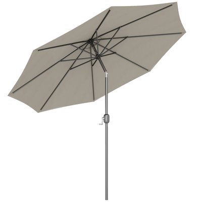 Parasol octogonal inclinable 3 m métal polyester gris clair OUTSUNNY